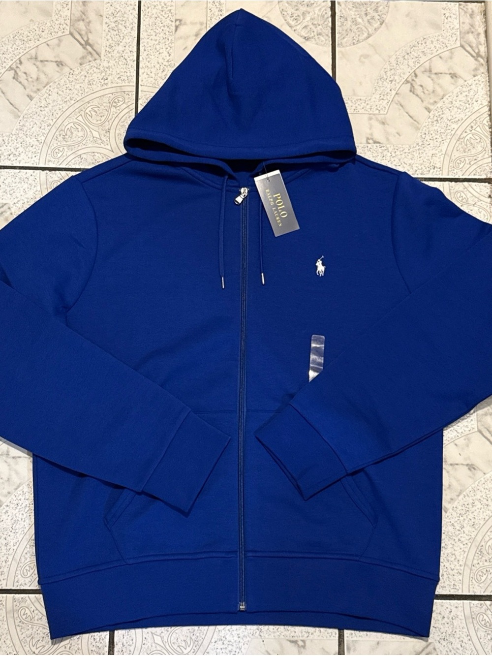 New Polo Ralph Lauren Double-Knit Full Zip Hoodie Royal Blue Men’s Size Large